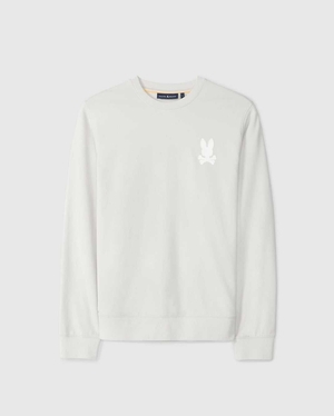 Sweat a Capuche Psycho Bunny Houston French Terry Crewneck Pearl Homme | JUW-22976057